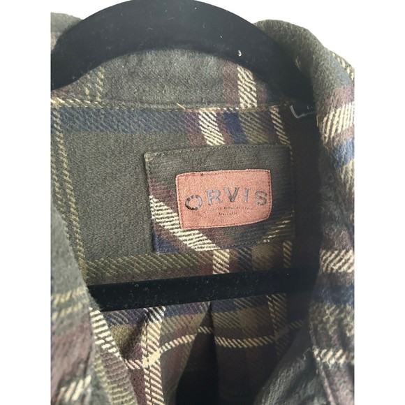 Orvis Men's Size Large Shirt Heavyweight Flannel Plaid Button Up Shacket Pockets - Picture 4 of 4